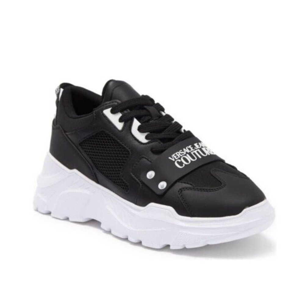 Versace Low-Top Chunky Sneakers in Black & White, Size 42, NEW in Box w/Dust Bag